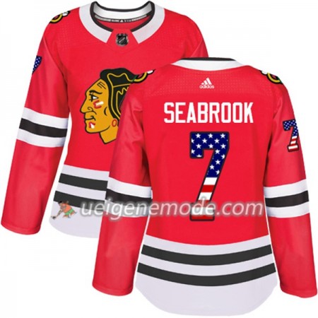 Dame Eishockey Chicago Blackhawks Trikot Brent Seabrook 7 Adidas 2017-2018 Rot USA Flag Fashion Authentic